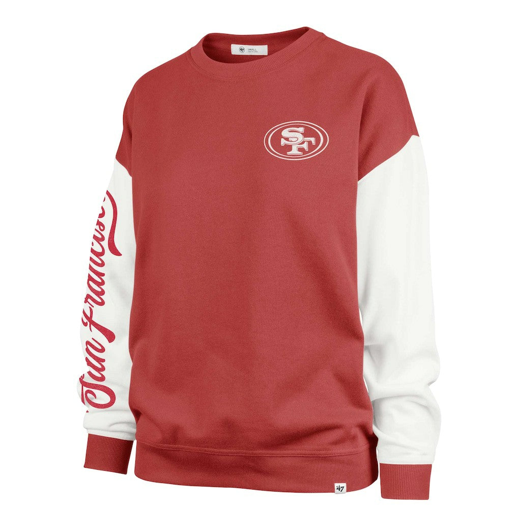 San Francisco 49ers '47 Women's Double Header Rise Andie Pullover Sweatshirt - Scarlet Pullover