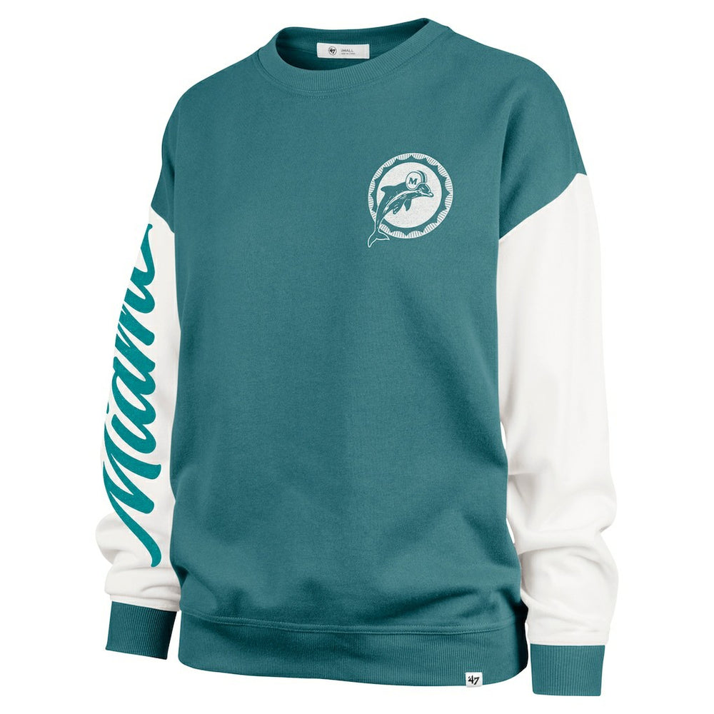 Miami Dolphins '47 Women's Double Header Rise Andie Pullover Sweatshirt - Aqua Pullover