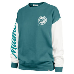 Miami Dolphins '47 Women's Double Header Rise Andie Pullover Sweatshirt - Aqua Pullover