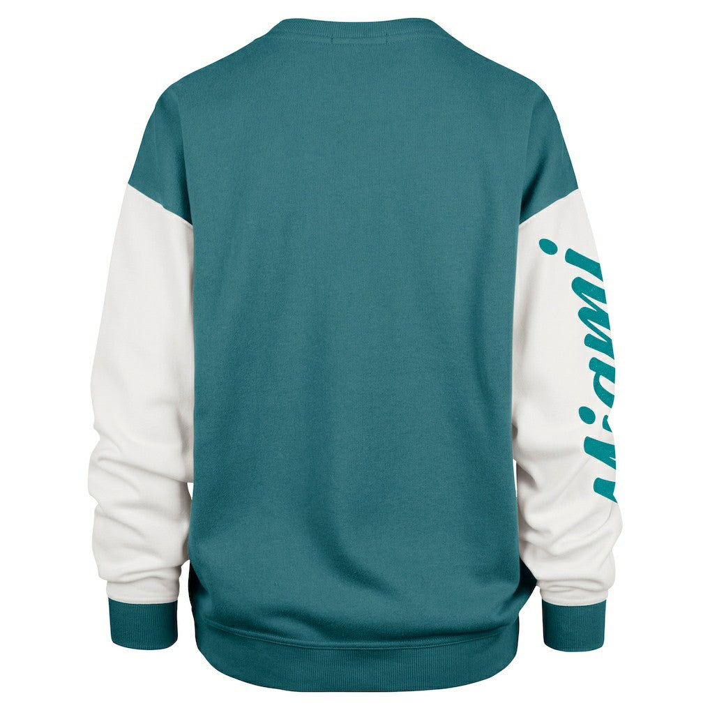 Miami Dolphins '47 Women's Double Header Rise Andie Pullover Sweatshirt - Aqua Pullover