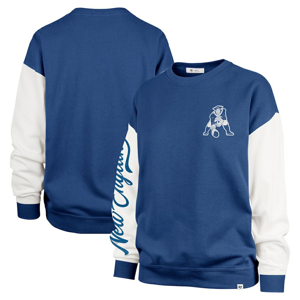 New England Patriots '47 Women's Double Header Rise Andie Pullover Sweatshirt - Navy Pullover