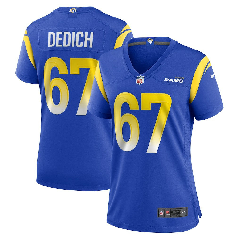 Justin Dedich Los Angeles Rams Women's Game Jersey - Royal Jerseys