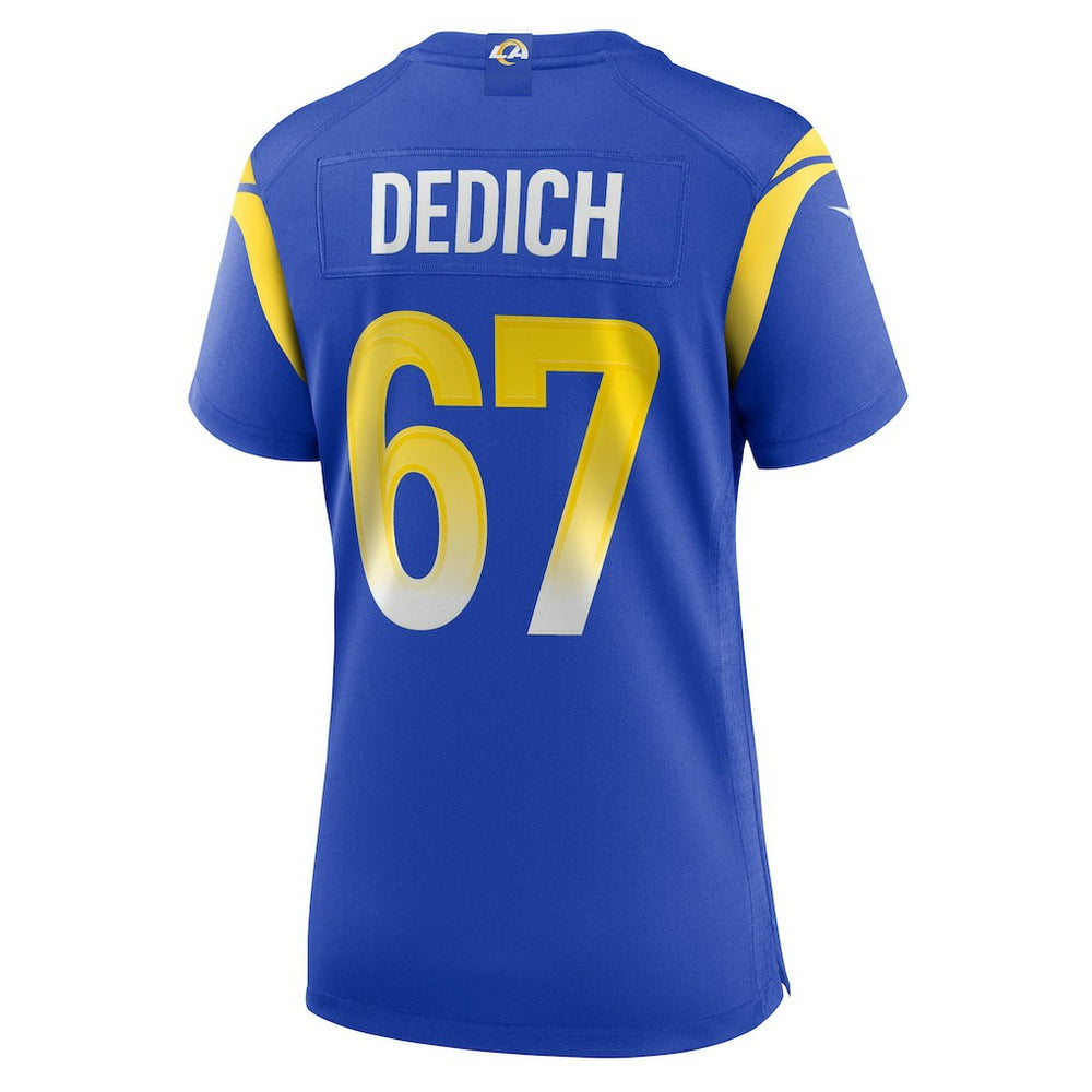 Justin Dedich Los Angeles Rams Women's Game Jersey - Royal Jerseys