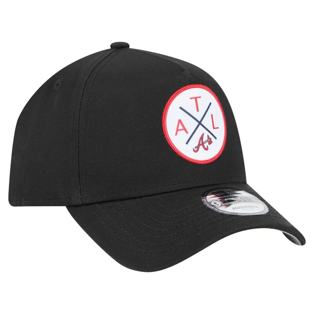 Atlanta Braves New Era 9FORTY A-Frame Adjustable Hat - Black Hats