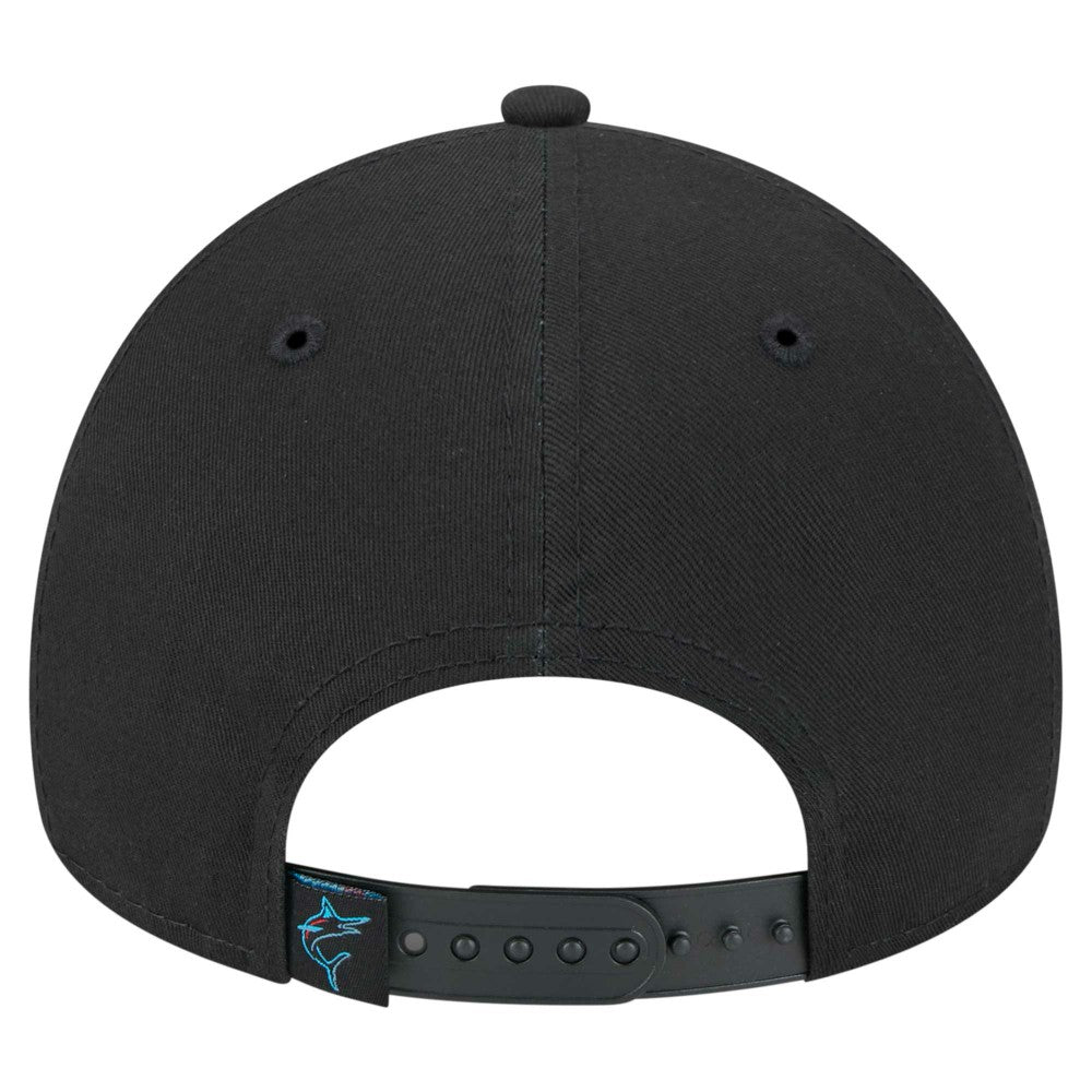 Miami Marlins New Era 9FORTY A-Frame Adjustable Hat - Black Hats