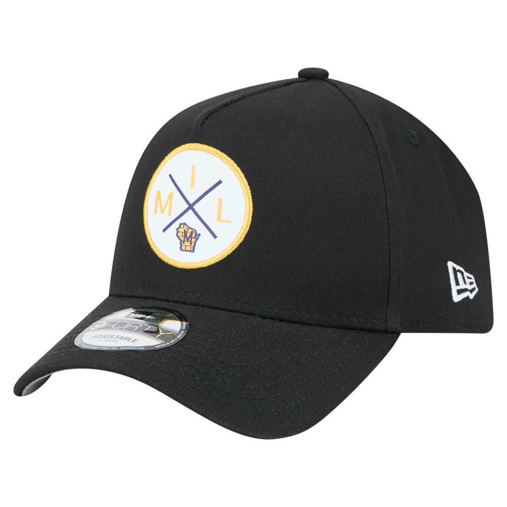 Milwaukee Brewers New Era 9FORTY A-Frame Adjustable Hat - Black Hats