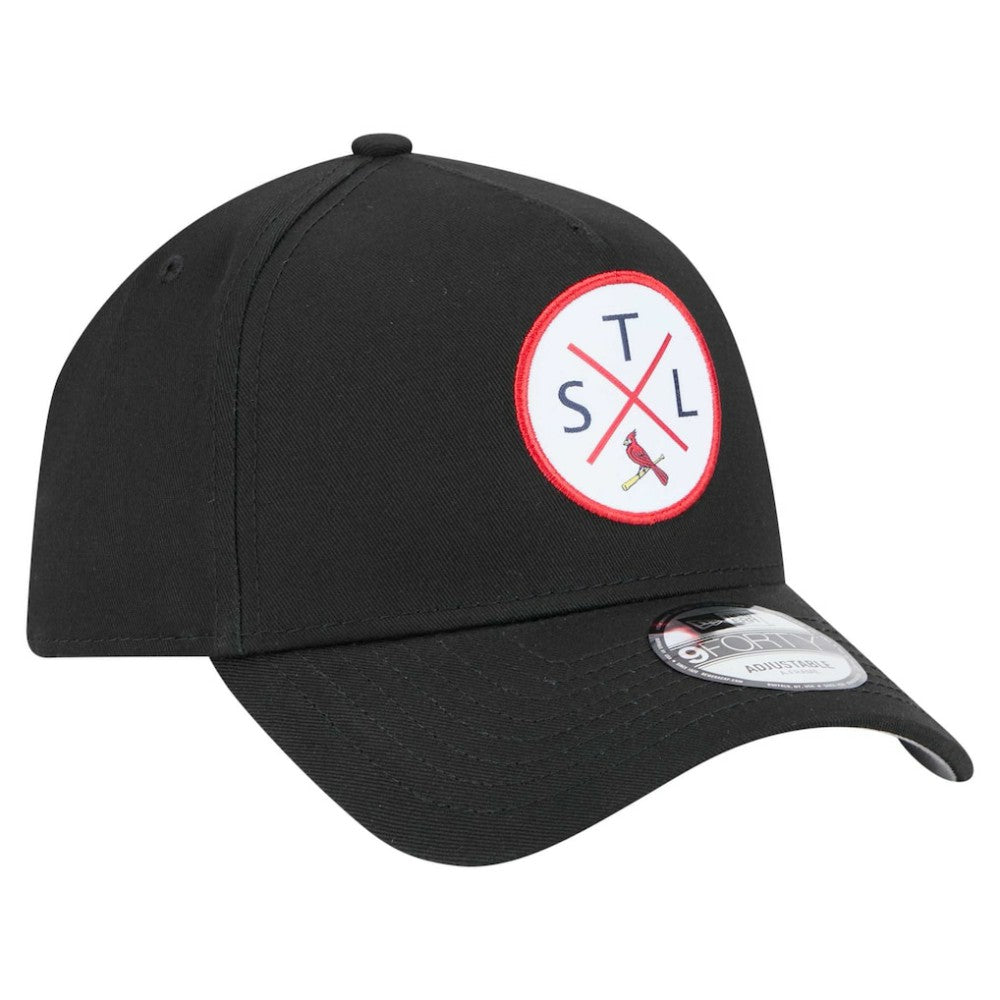 St. Louis Cardinals New Era 9FORTY A-Frame Adjustable Hat - Black Hats