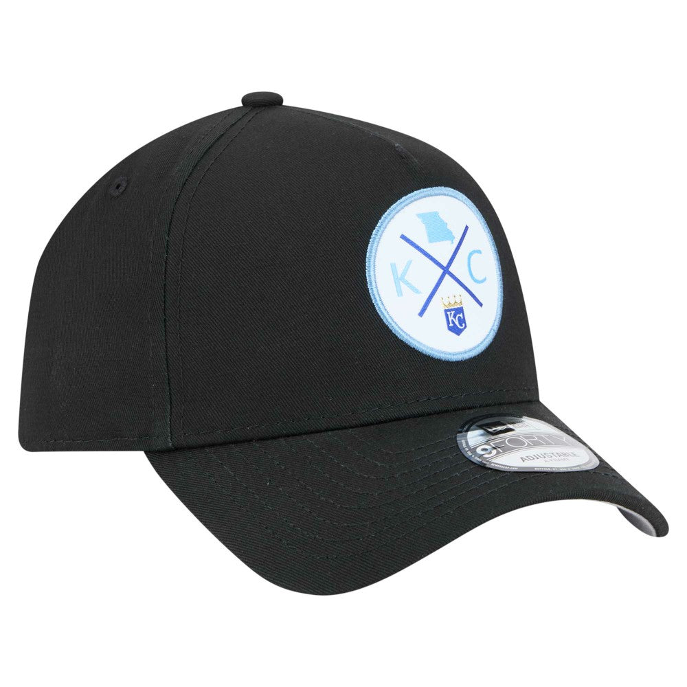 Kansas City Royals New Era 9FORTY A-Frame Adjustable Hat - Black Hats