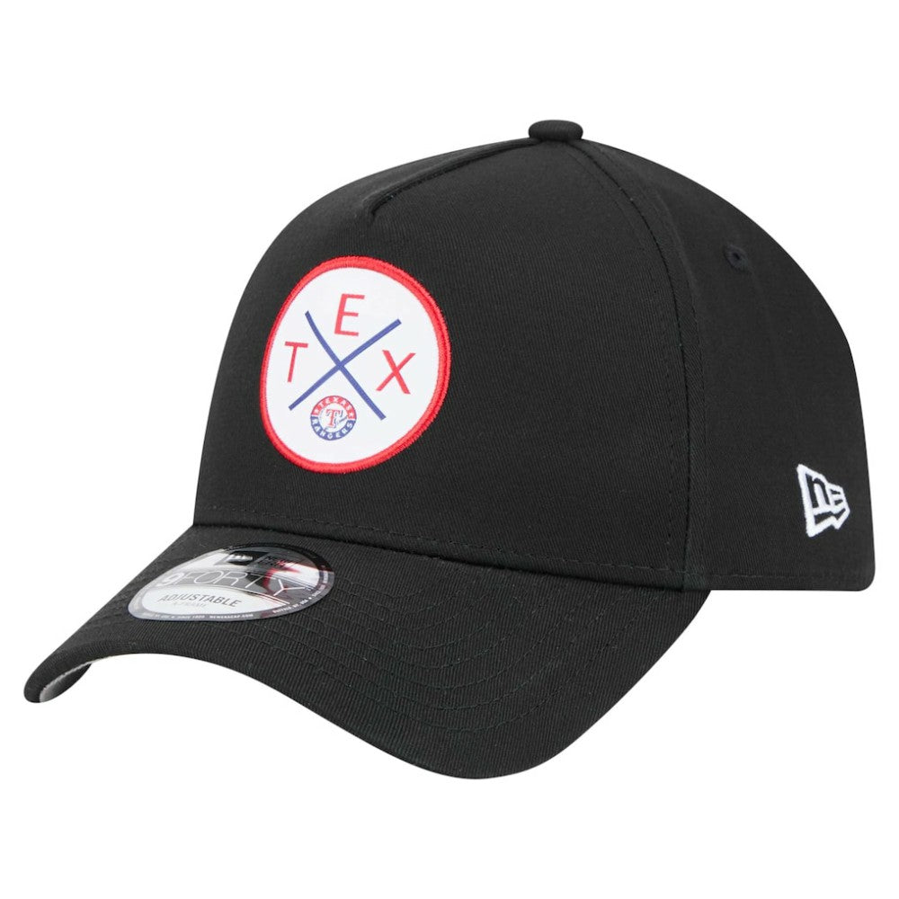 Texas Rangers New Era 9FORTY A-Frame Adjustable Hat - Black Hats