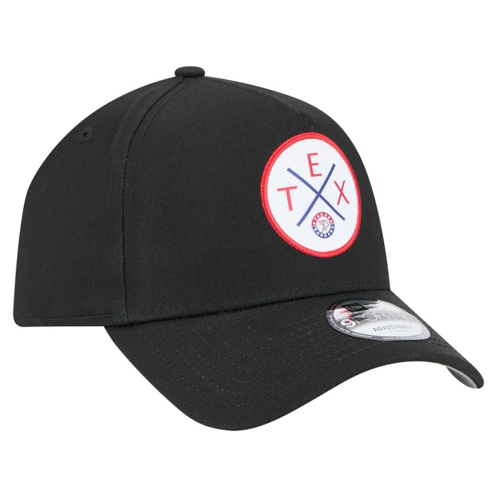 Texas Rangers New Era 9FORTY A-Frame Adjustable Hat - Black Hats
