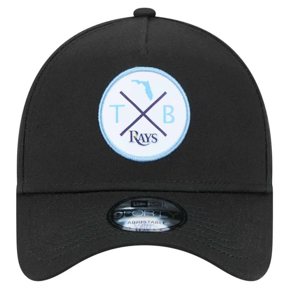 Tampa Bay Rays New Era 9FORTY A-Frame Adjustable Hat - Black Hats