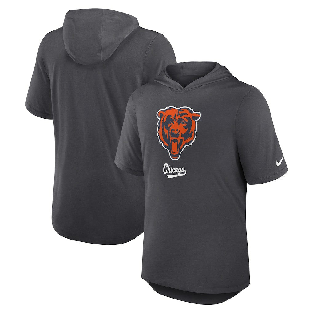 Chicago Bears Tri-Blend Performance Hoodie T-Shirt - Anthracite Hoodies