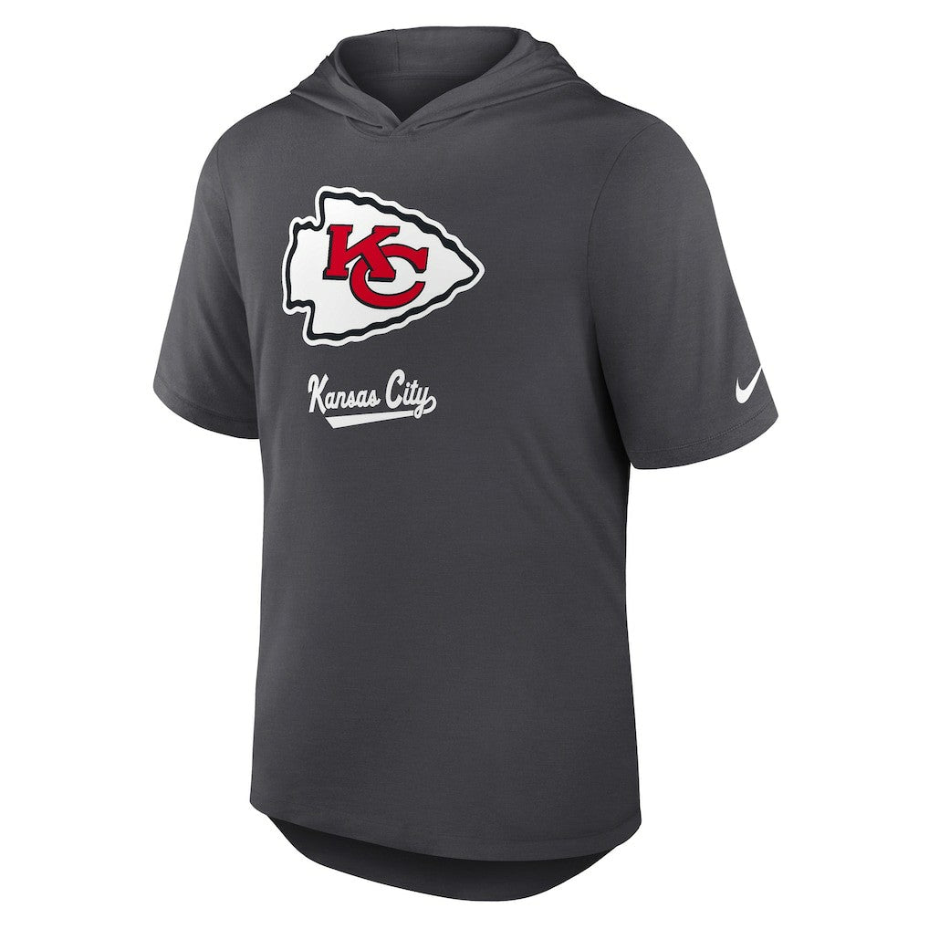 Kansas City Chiefs Tri-Blend Performance Hoodie T-Shirt - Anthracite Hoodies