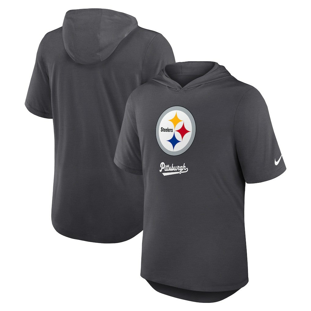 Pittsburgh Steelers Tri-Blend Performance Hoodie T-Shirt - Anthracite Hoodies