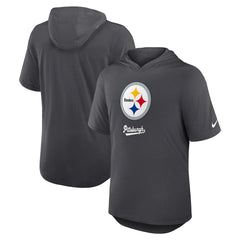 Pittsburgh Steelers Tri-Blend Performance Hoodie T-Shirt - Anthracite Hoodies
