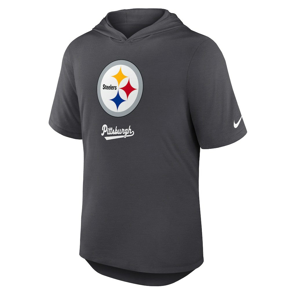 Pittsburgh Steelers Tri-Blend Performance Hoodie T-Shirt - Anthracite Hoodies