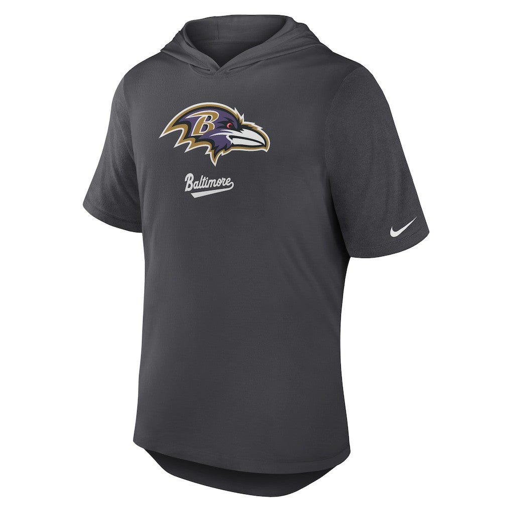 Baltimore Ravens Tri-Blend Performance Hoodie T-Shirt - Anthracite Hoodies