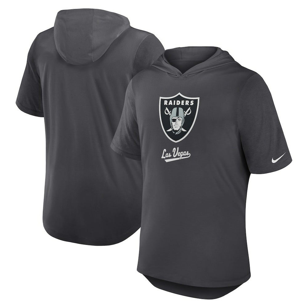 Las Vegas Raiders Tri-Blend Performance Hoodie T-Shirt - Anthracite Hoodies