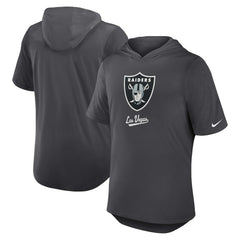 Las Vegas Raiders Tri-Blend Performance Hoodie T-Shirt - Anthracite Hoodies