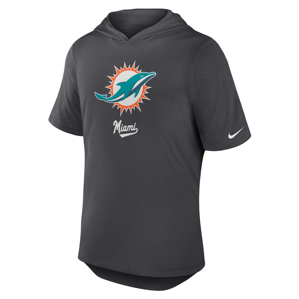 Miami Dolphins Tri-Blend Performance Hoodie T-Shirt - Anthracite Hoodies