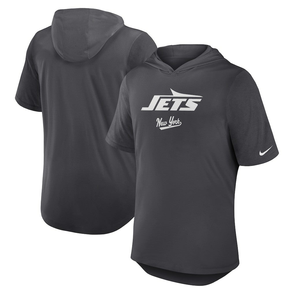 New York Jets Tri-Blend Performance Hoodie T-Shirt - Anthracite Hoodies