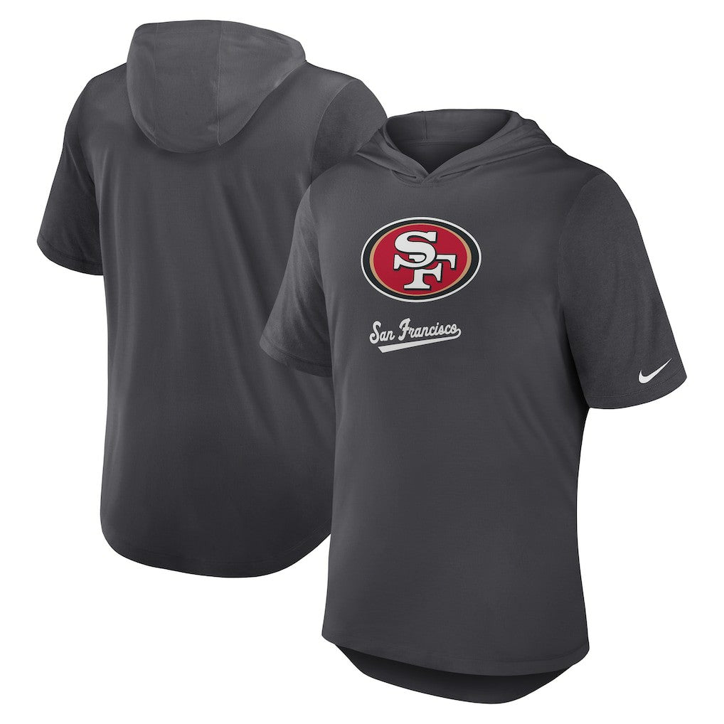 San Francisco 49ers Tri-Blend Performance Hoodie T-Shirt - Anthracite Hoodies