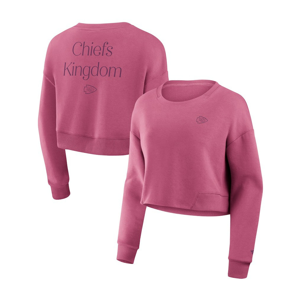 Kansas City Chiefs Women's Studio Tri-Blend Cropped Pullover Sweatshirt - Pink Pullover