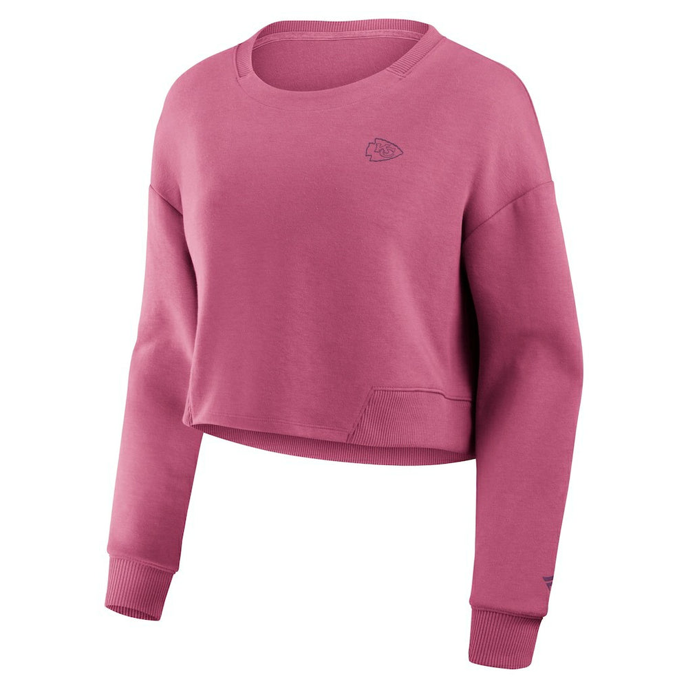 Kansas City Chiefs Women's Studio Tri-Blend Cropped Pullover Sweatshirt - Pink Pullover