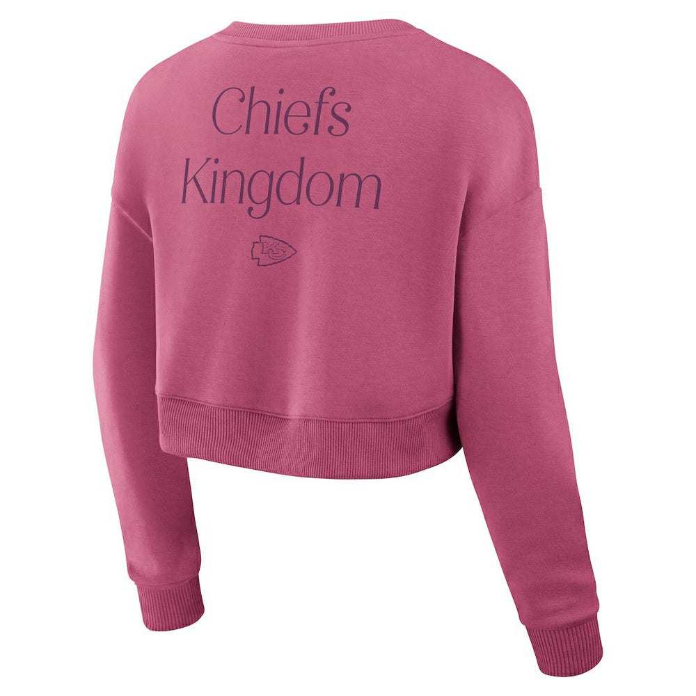 Kansas City Chiefs Women's Studio Tri-Blend Cropped Pullover Sweatshirt - Pink Pullover