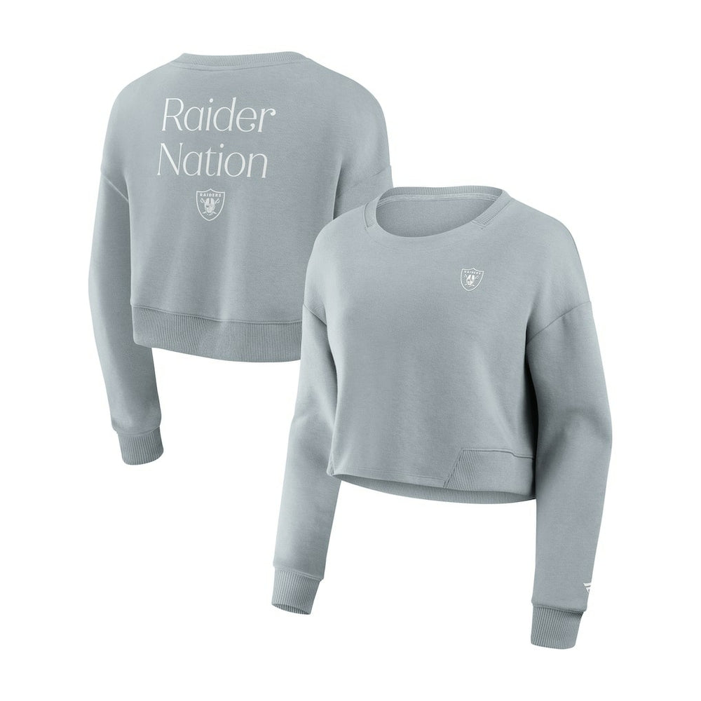 Las Vegas Raiders Women's Studio Tri-Blend Cropped Pullover Sweatshirt - Gray Pullover