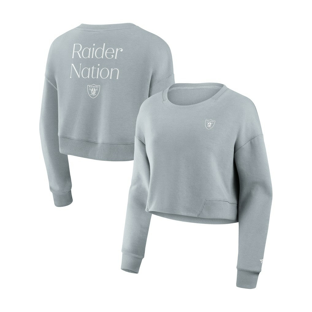 Las Vegas Raiders Women's Studio Tri-Blend Cropped Pullover Sweatshirt - Gray Pullover