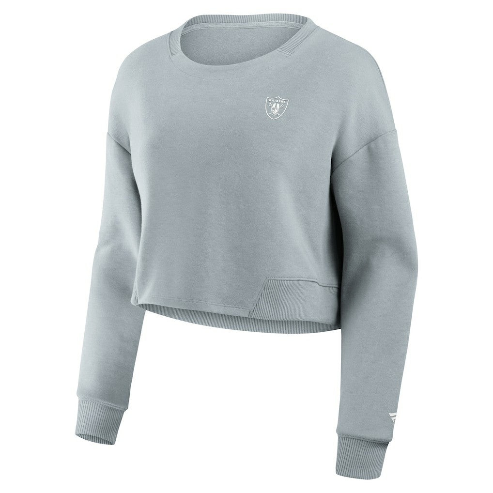 Las Vegas Raiders Women's Studio Tri-Blend Cropped Pullover Sweatshirt - Gray Pullover