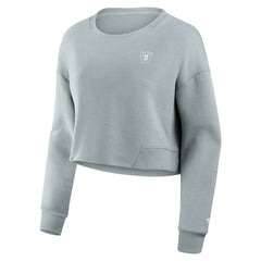 Las Vegas Raiders Women's Studio Tri-Blend Cropped Pullover Sweatshirt - Gray Pullover