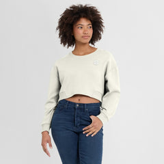 Pittsburgh Steelers Women's Studio Tri-Blend Cropped Pullover Sweatshirt - Cream Pullover