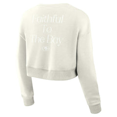 San Francisco 49ers Women's Studio Tri-Blend Cropped Pullover Sweatshirt - Cream Pullover
