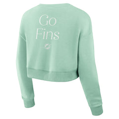 Miami Dolphins Women's Studio Tri-Blend Cropped Pullover Sweatshirt - Mint Pullover