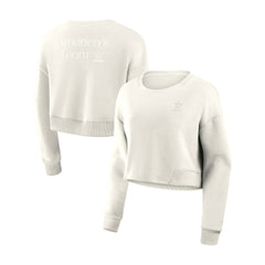 Dallas Cowboys Women's Studio Tri-Blend Cropped Pullover Sweatshirt - Cream Pullover
