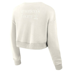 Dallas Cowboys Women's Studio Tri-Blend Cropped Pullover Sweatshirt - Cream Pullover