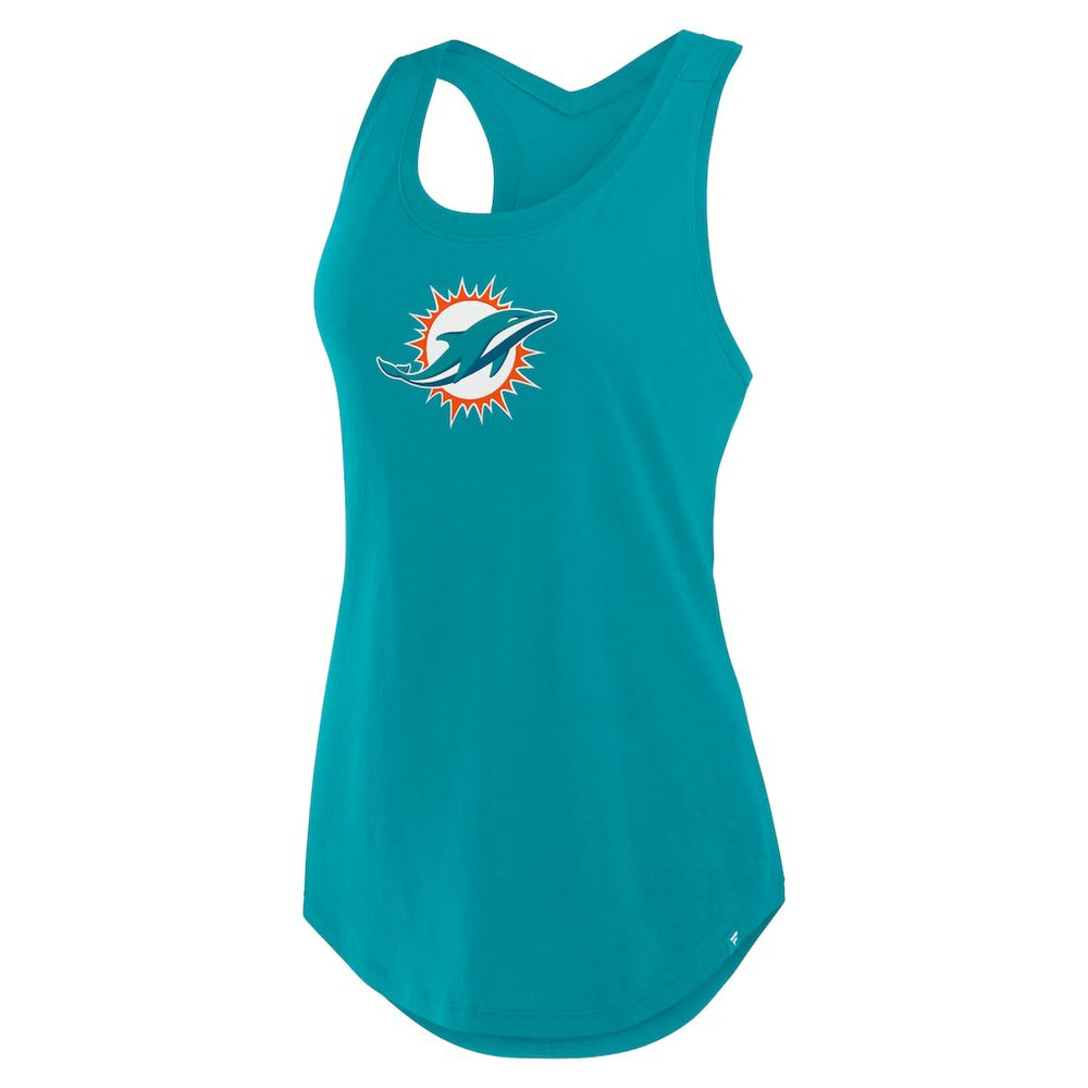 Miami Dolphins Women's Iron Fan Tank Top - Aqua Tops
