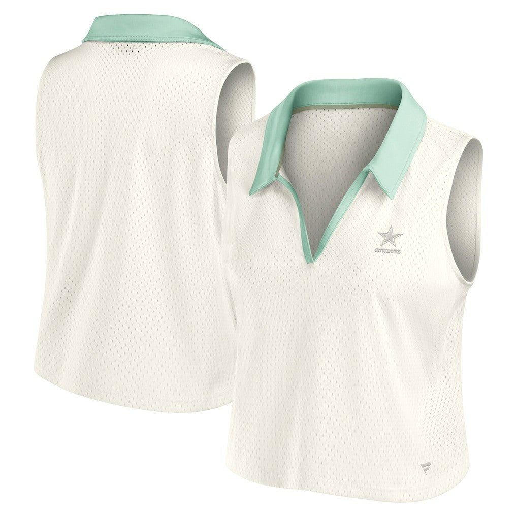 Dallas Cowboys Women's Studio Wellness V-Neck Tank Top - Cream Tops