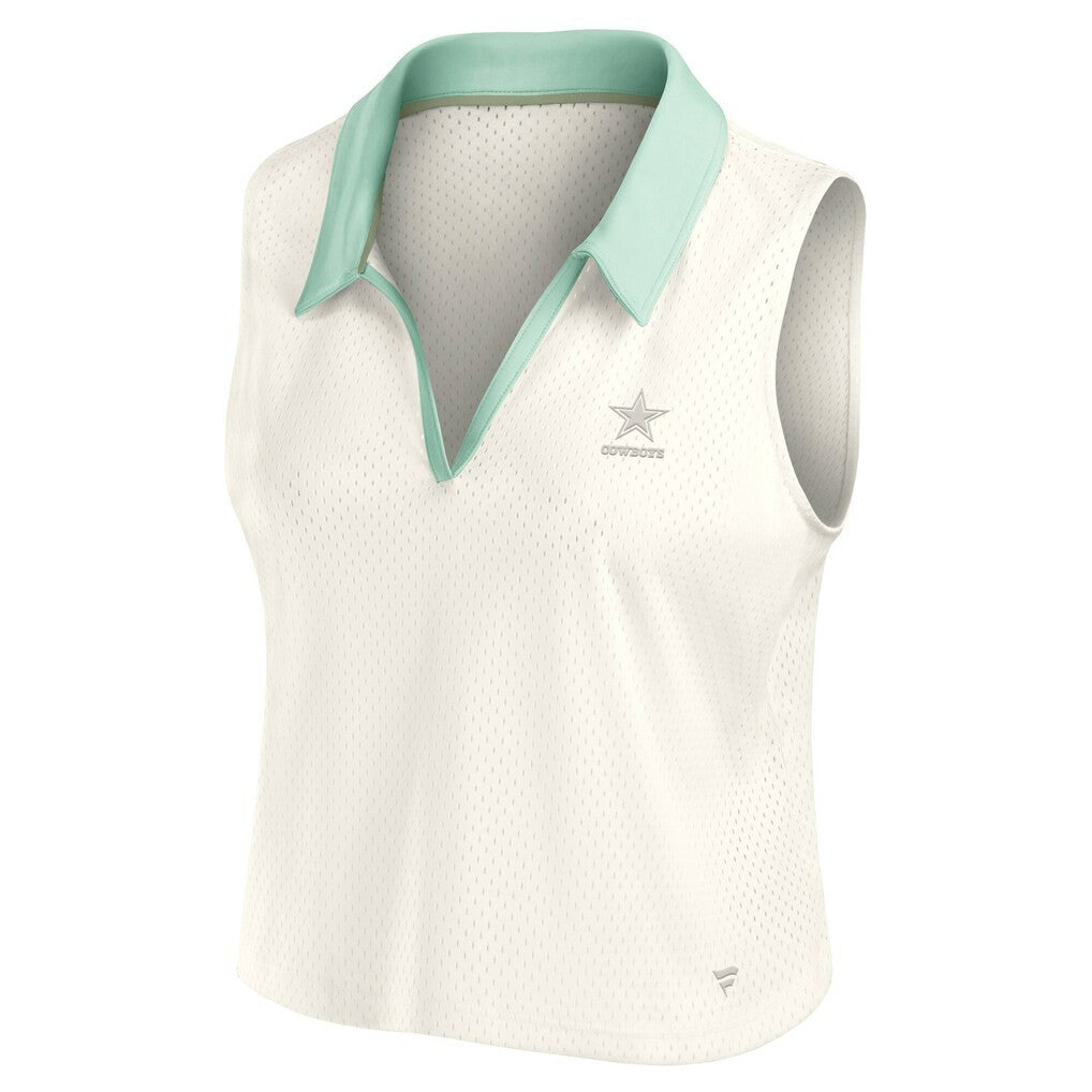 Dallas Cowboys Women's Studio Wellness V-Neck Tank Top - Cream Tops