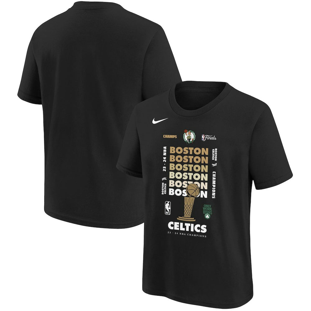 Boston Celtics Youth 2024 NBA Finals Champions Expressive T-Shirt Black - Nike