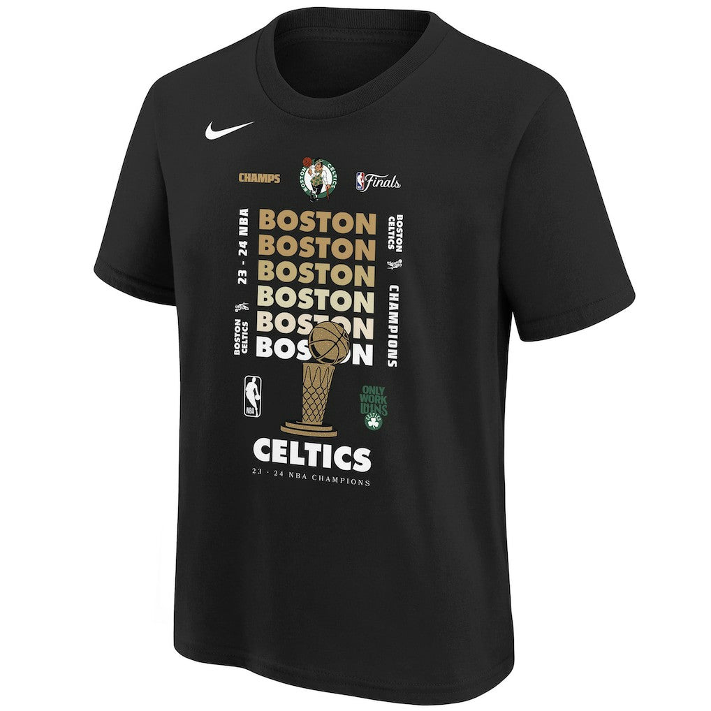 Boston Celtics Youth 2024 NBA Finals Champions Expressive T-Shirt Black - Nike