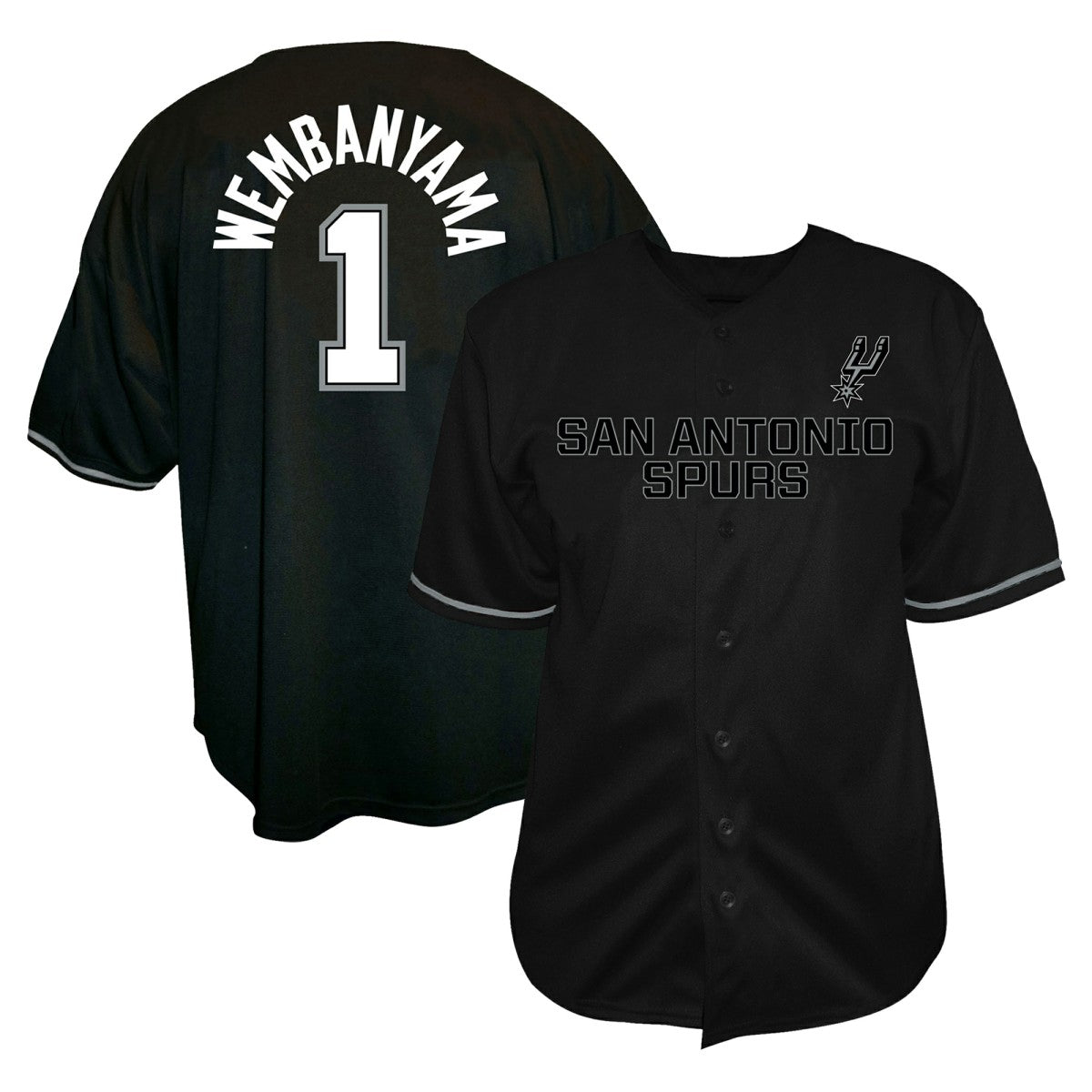 Victor Wembanyama San Antonio Spurs Profile Big & Tall Name & Number Button-Up Jersey Black outlet