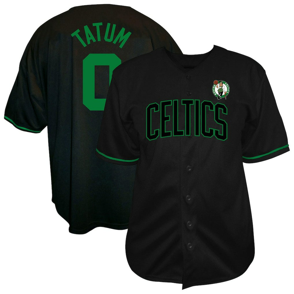 Jayson Tatum Boston Celtics Profile Big & Tall Name & Number Button-Up Jersey Black outlet