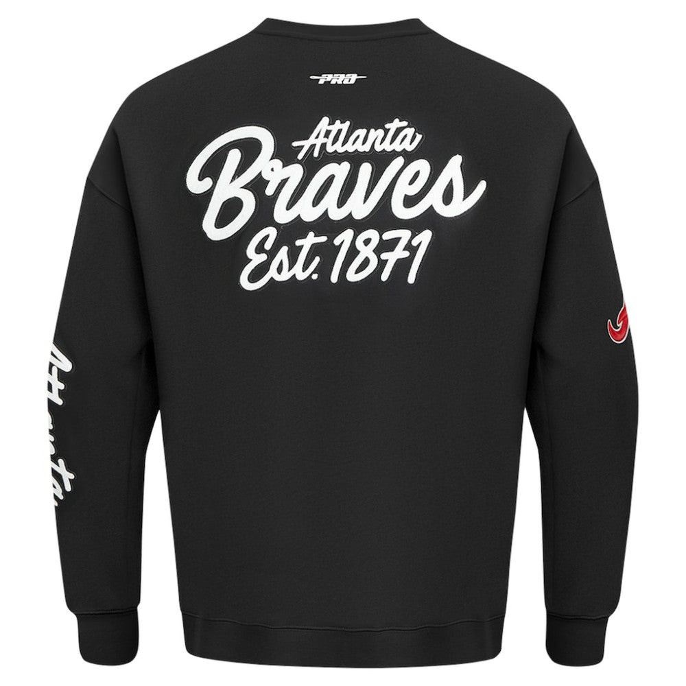 Atlanta Braves Pro Standard Paint The City Dropped Shoulder Pullover Sweatshirt - Black Pullover