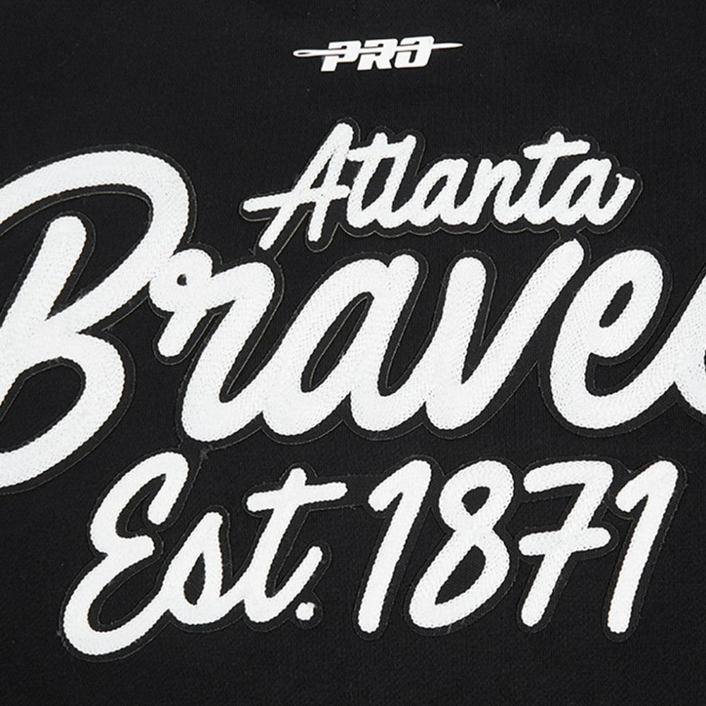 Atlanta Braves Pro Standard Paint The City Dropped Shoulder Pullover Sweatshirt - Black Pullover