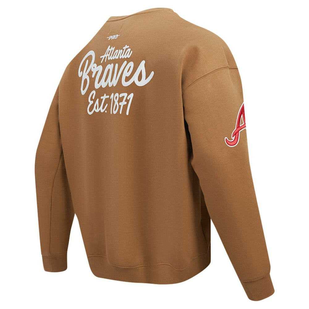 Atlanta Braves Pro Standard Paint The City Dropped Shoulder Pullover Sweatshirt - Brown Pullover