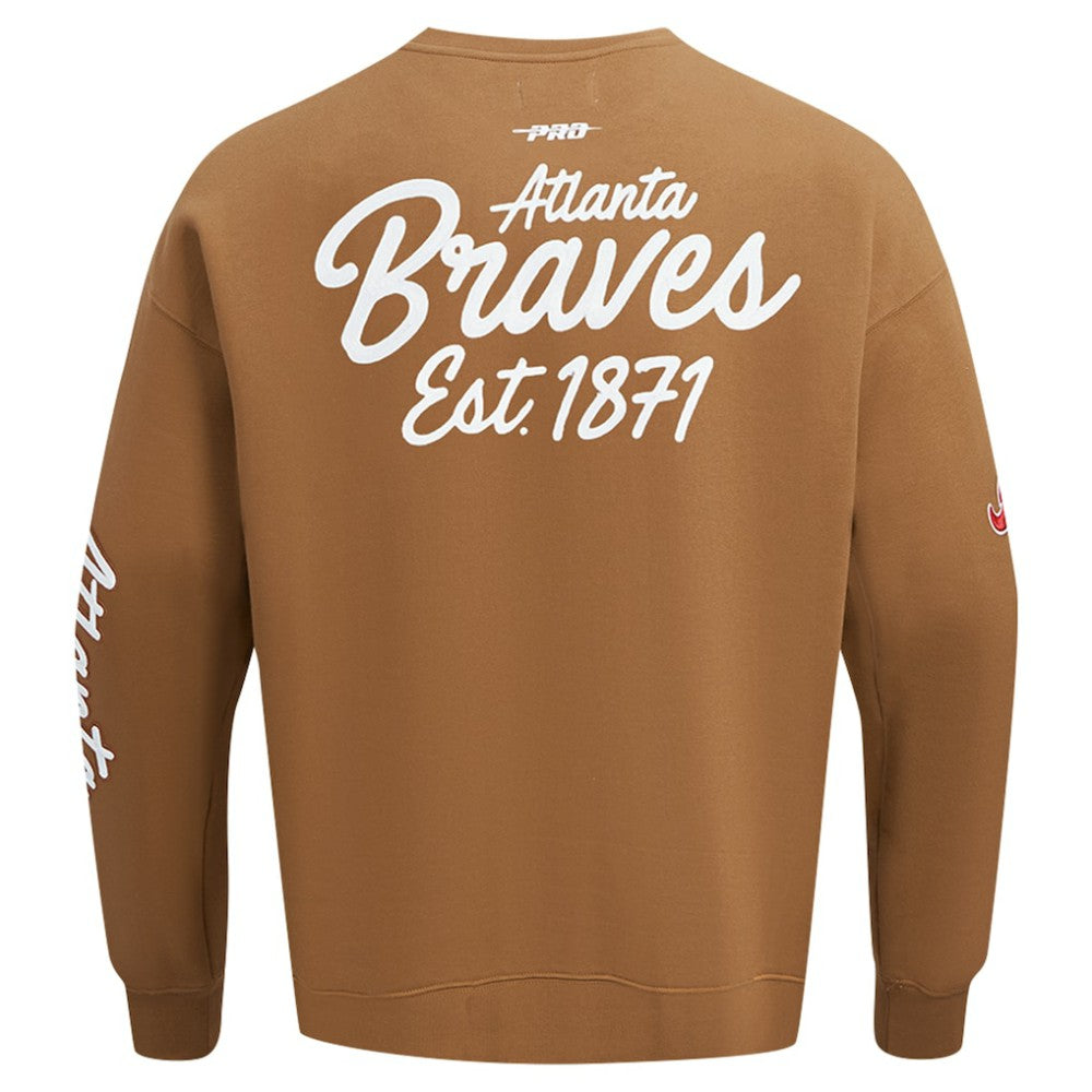 Atlanta Braves Pro Standard Paint The City Dropped Shoulder Pullover Sweatshirt - Brown Pullover