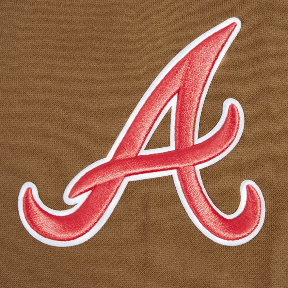 Atlanta Braves Pro Standard Paint The City Dropped Shoulder Pullover Sweatshirt - Brown Pullover